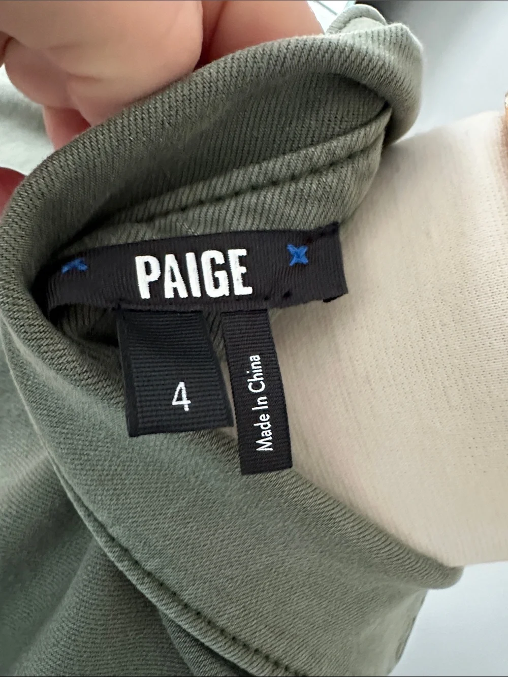 PAIGE Jaxsyn Utility Dress in Olive Green with Tie Waist - Picture 8 of 11